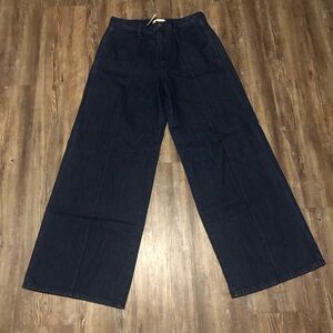 Madewell Super Wide Leg Jeans Women's 29 Front Seam in Landrum Dark Wash NWT